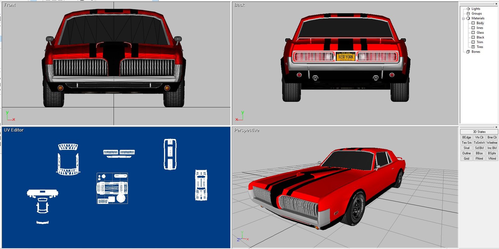 1972 Mercury Cougar sports car 3D Model - Image 3